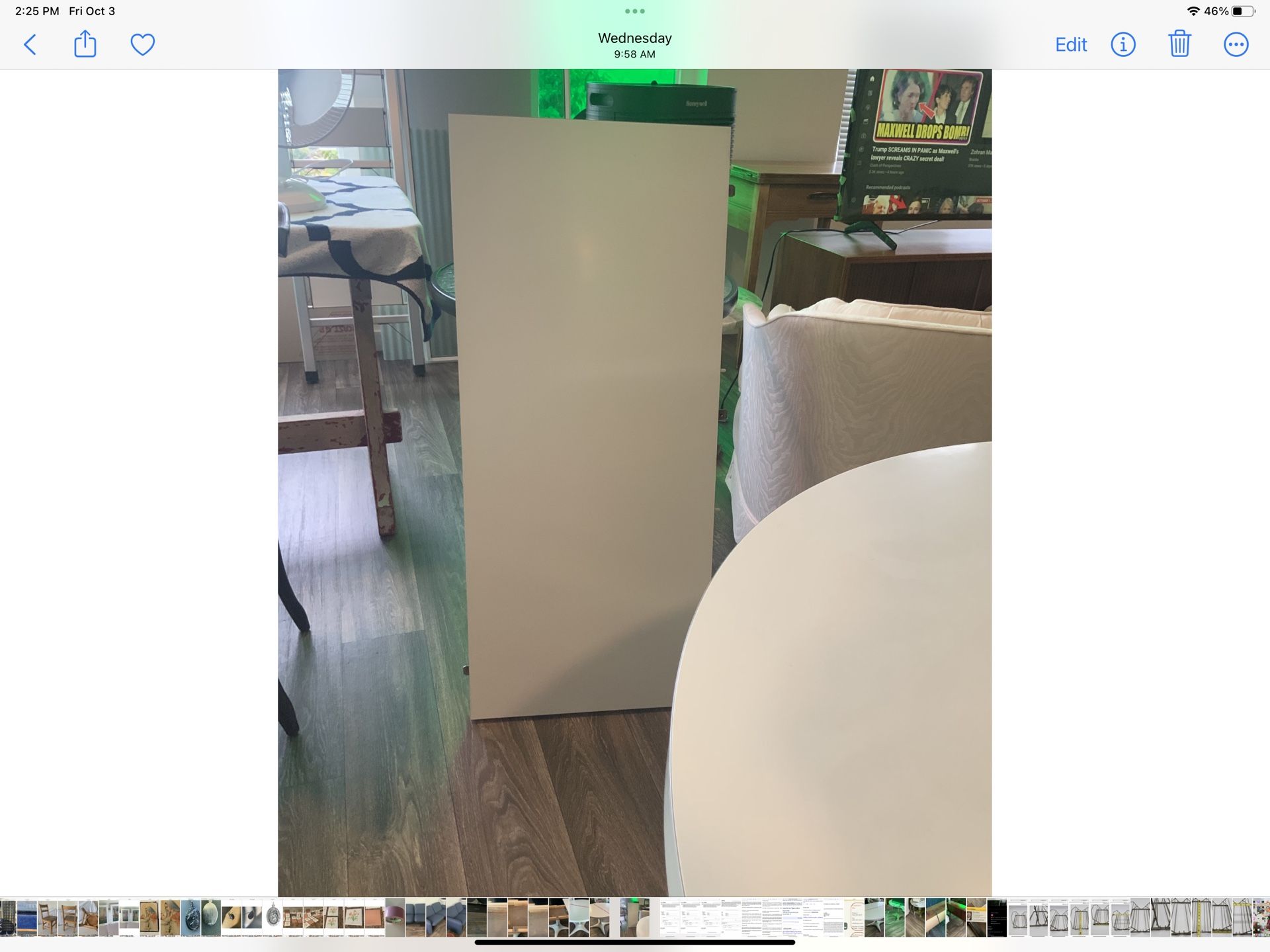 Mid Century White Table With Leif. Sliding Gears Opens And Locks. $1,500.00