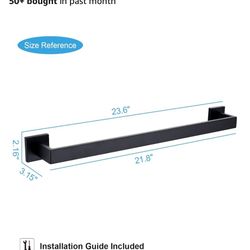 TASTOS 23.6 Inch Black Single Towel Bar Rack,