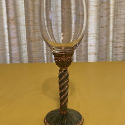 Vintage Green Enameled Rhinestone Stem Wine Glass