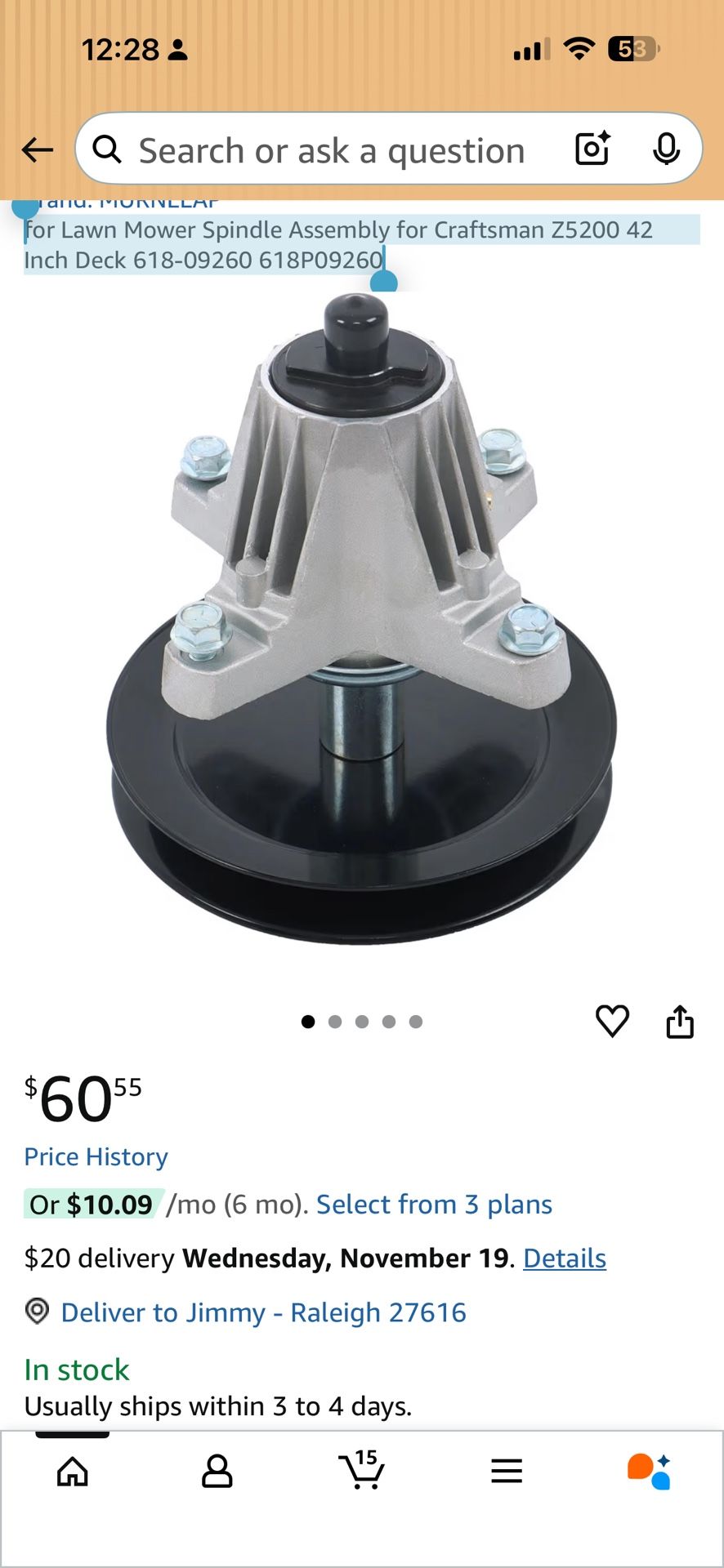 for Lawn Mower Spindle Assembly for Craftsman Z5200 42 Inch Deck 618-09260 618P09260