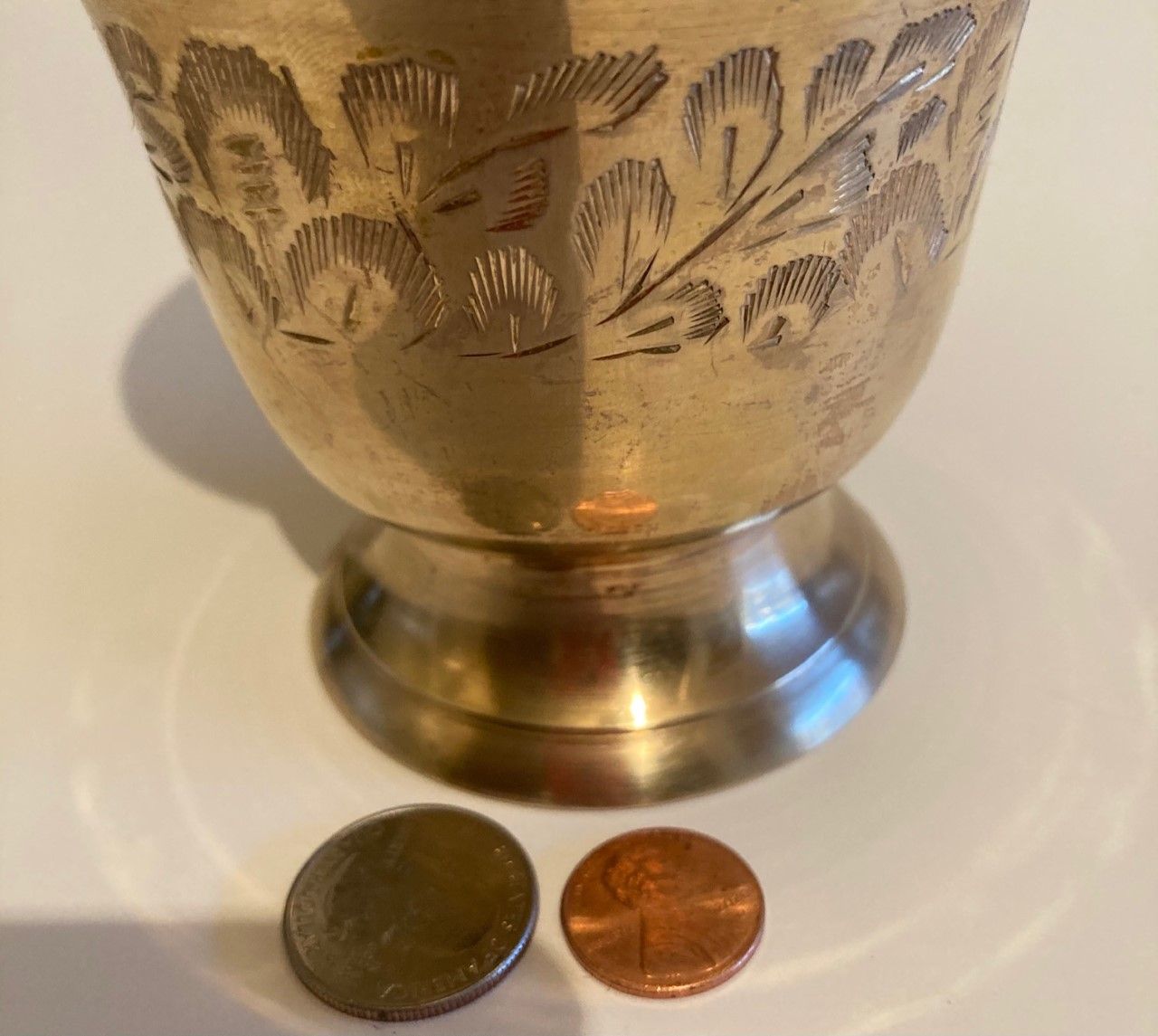 Vintage Metal Brass Container, Jar, Vase, Change Holder, Key Holder Place, Intricate Design, 4 1/2" x 4", Home Decor, Table Display, Shelf Display