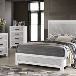 Brand New White & Grey 4pc Queen Bedroom Set (Available In Eastern King Size)