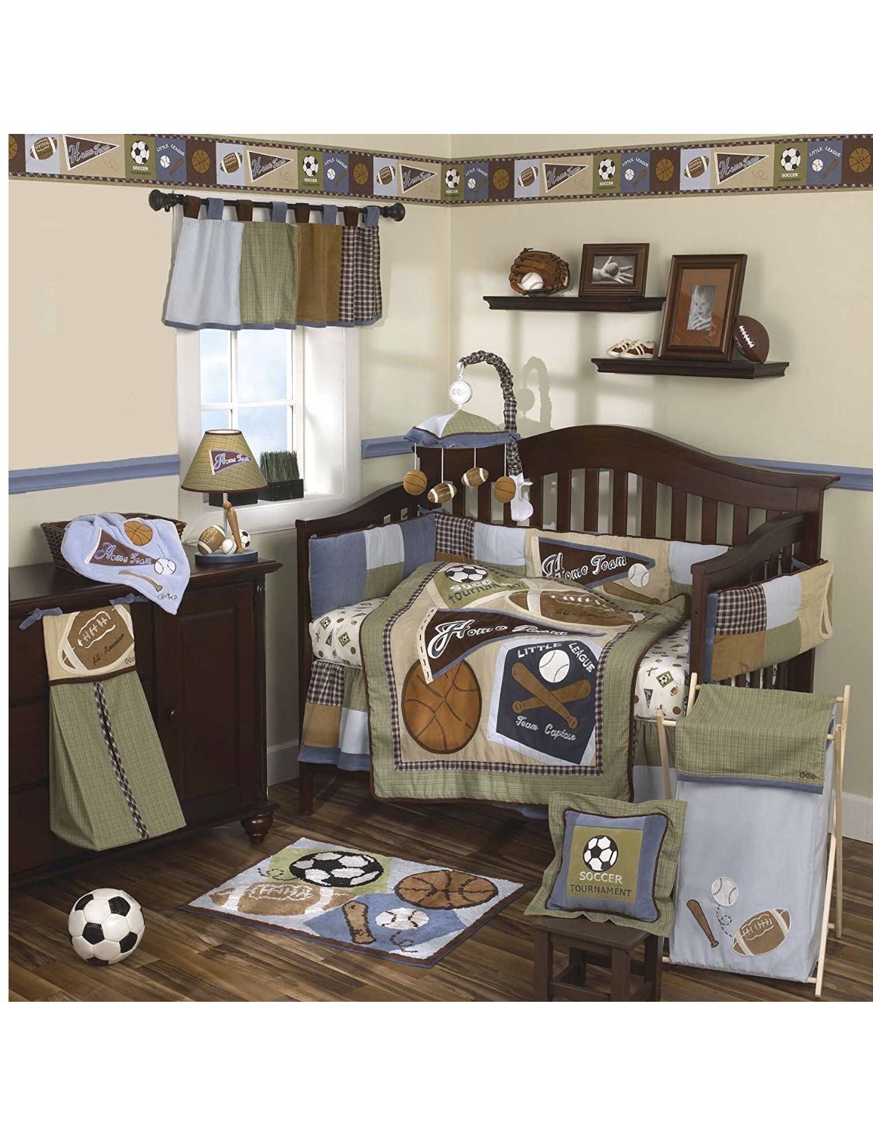 Sports themed infant crib bedding set