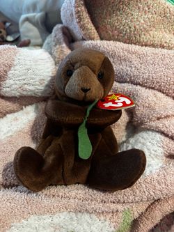 Ty Beanie Baby Seaweed The Otter With Tag,  Style - 4080 *RARE* PVC 1995