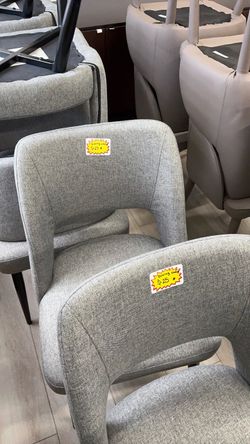 6  gray fabric dining chairs