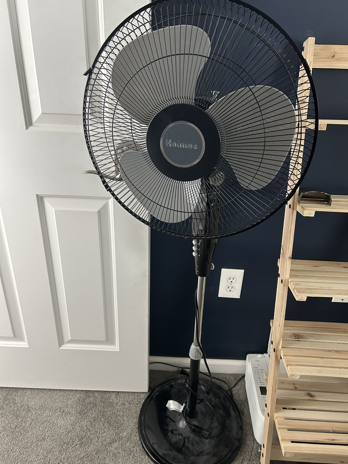 Holmes Oscillating Stand Fan With Metal Grill In Black