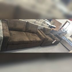 2PC Brown Corduroy sofa and Loveseat livingroom set