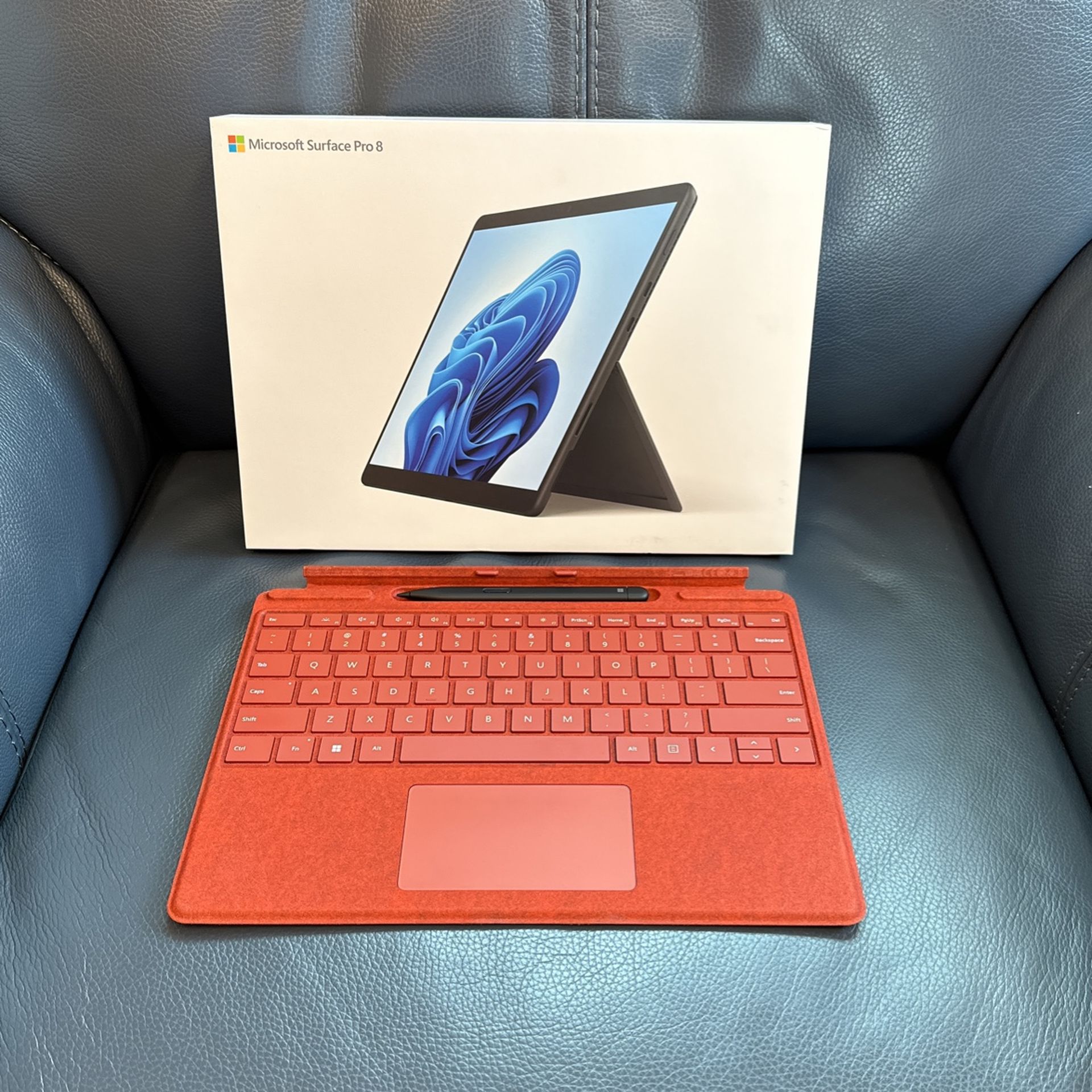 Surface Pro 8 Black With Red Keyboard and Pen
