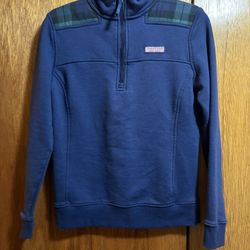 Vineyard Vines Navy and Green Quarter Zip Sweater