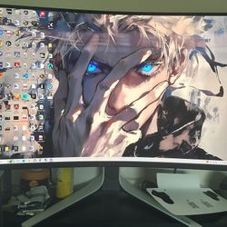 Alienware - AW3225QF 31.6" QD-OLED Curved 4K UHD 240Hz .03-ms G-SYNC Gaming Monitor with HDR (HDMI, USB-C) - Lunar Light
