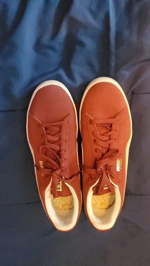 Burgundy Suede Pumas - $30