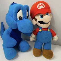 Nintendo Lot Super Mario Bros & Blue Yoshi Vintage Stuffed Plushes