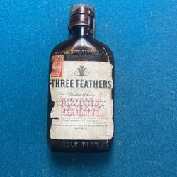 Half Pint Three Feathers Pre-War Whiskey Bottle