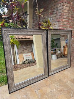 Matching Pair of Large Ornate Wall Mirrors (40" x 50")