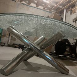 CB2 Crackle Glass Round Coffee Table – Modern Designer Piece