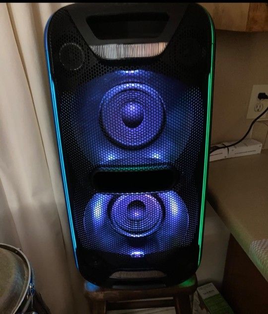 Sony High Power Home Audio System Bluetooth Party Speaker - NFC, Party Chain, App Control, RGB Light/Strobe Control, Extra BASS/Live Sound (MSRP $250)