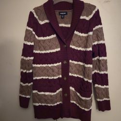 Lands End Drifter Cable Knit Cardigan Sweater 