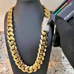 Miami Cuban Link Gold Plated Chain Necklace 
