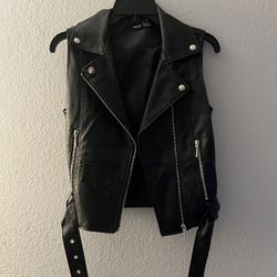 Black Faux Leather Vest 