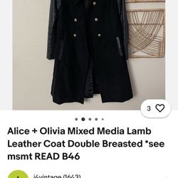 Alice + Olivia Mixed Media Lamb Leather Coat