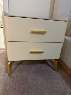 Beige Nightstands with 2 Drawers (Set of 2)