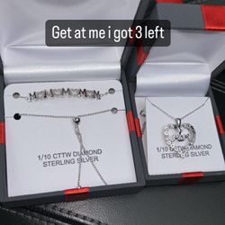 Mom Silver & 1/10 ct. Diamond Necklace And Bracelet Set