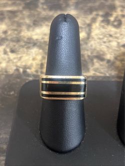 14k Gold Ring with Onyx Inlay