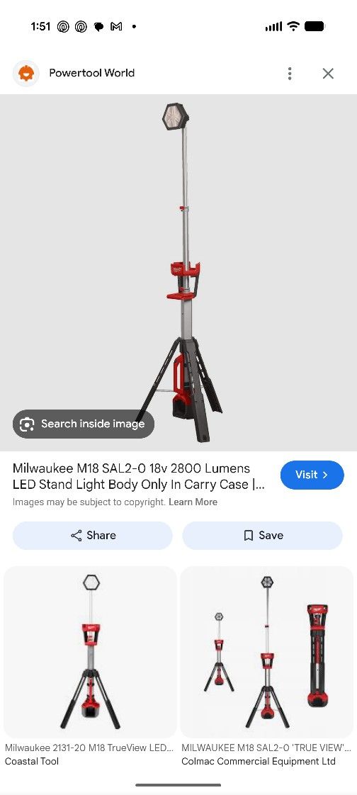 Milwaukee Standing LED Light (USED LIGHT ONLY NO BATTERY)