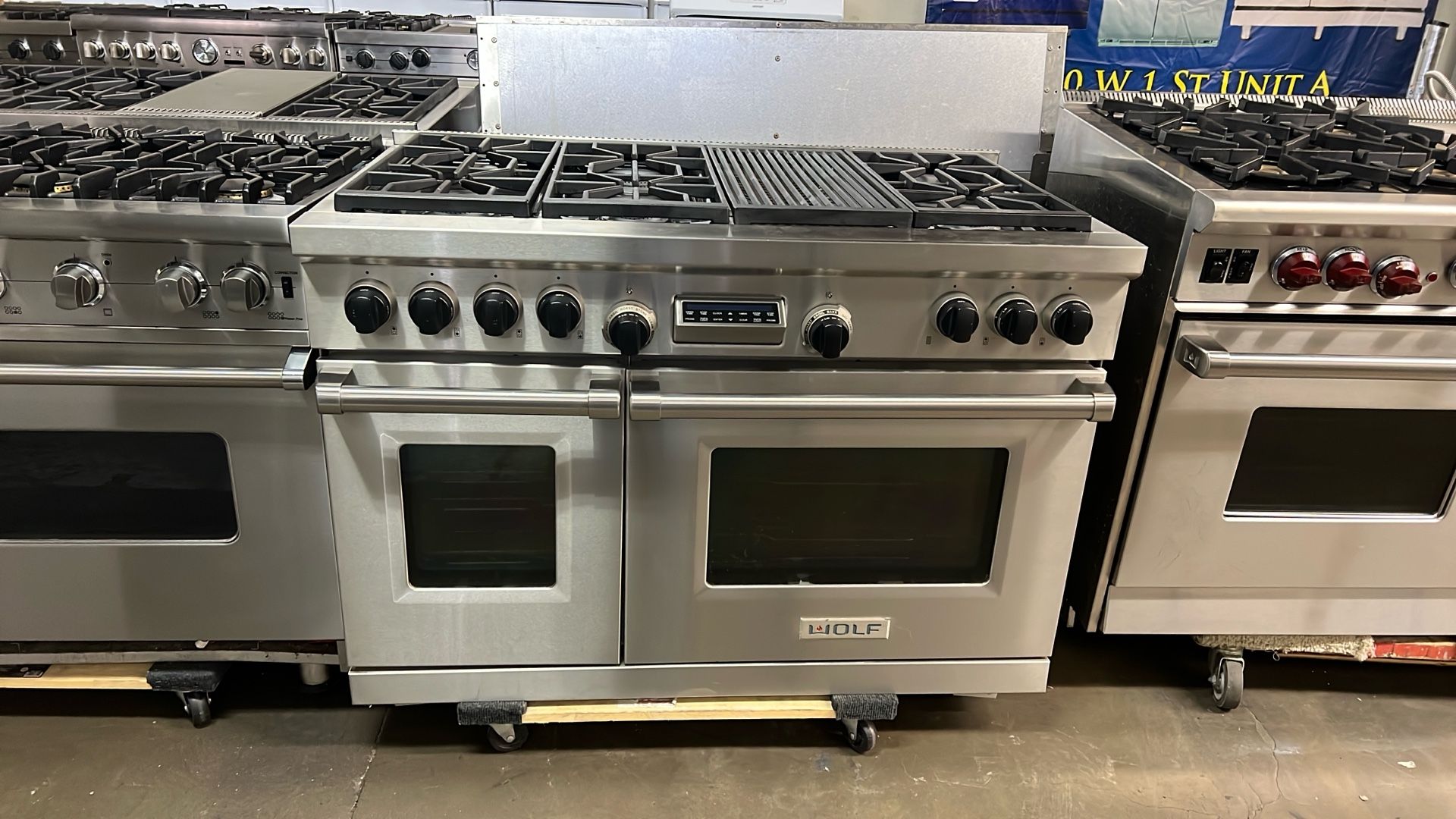 Wolf 48”Wide Dual Fuel Range Stove In Stainless Steel With Grill
