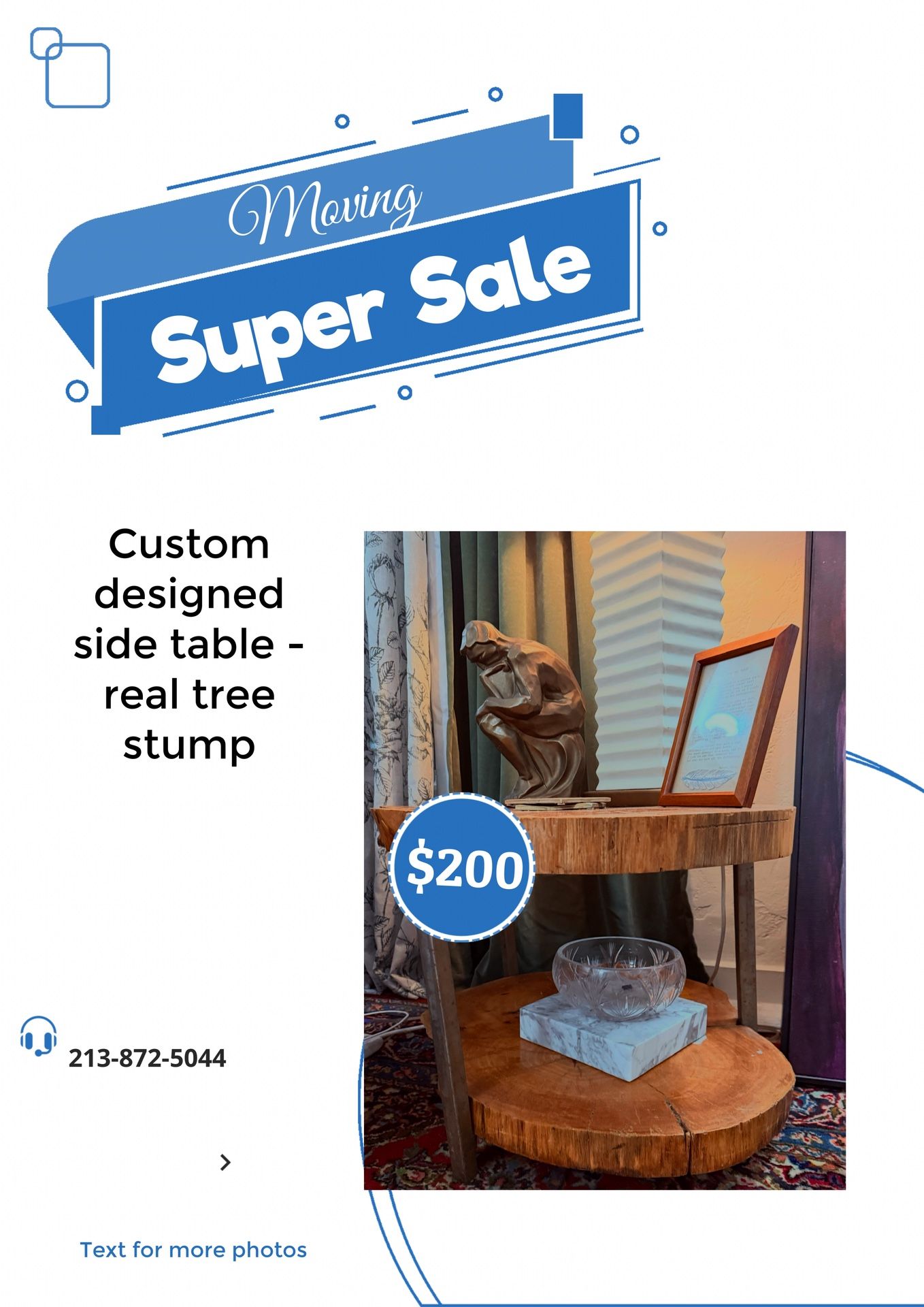 Custom Made Natural Edge Wood End Table