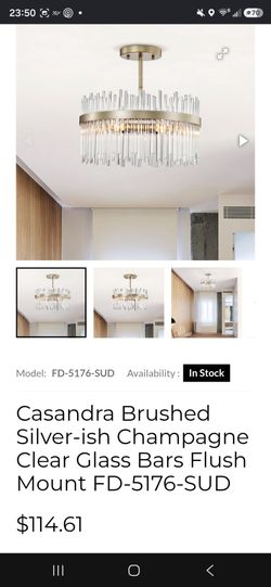Brushed Silver-ish Champagne Clear Glass Bars Flush Mount