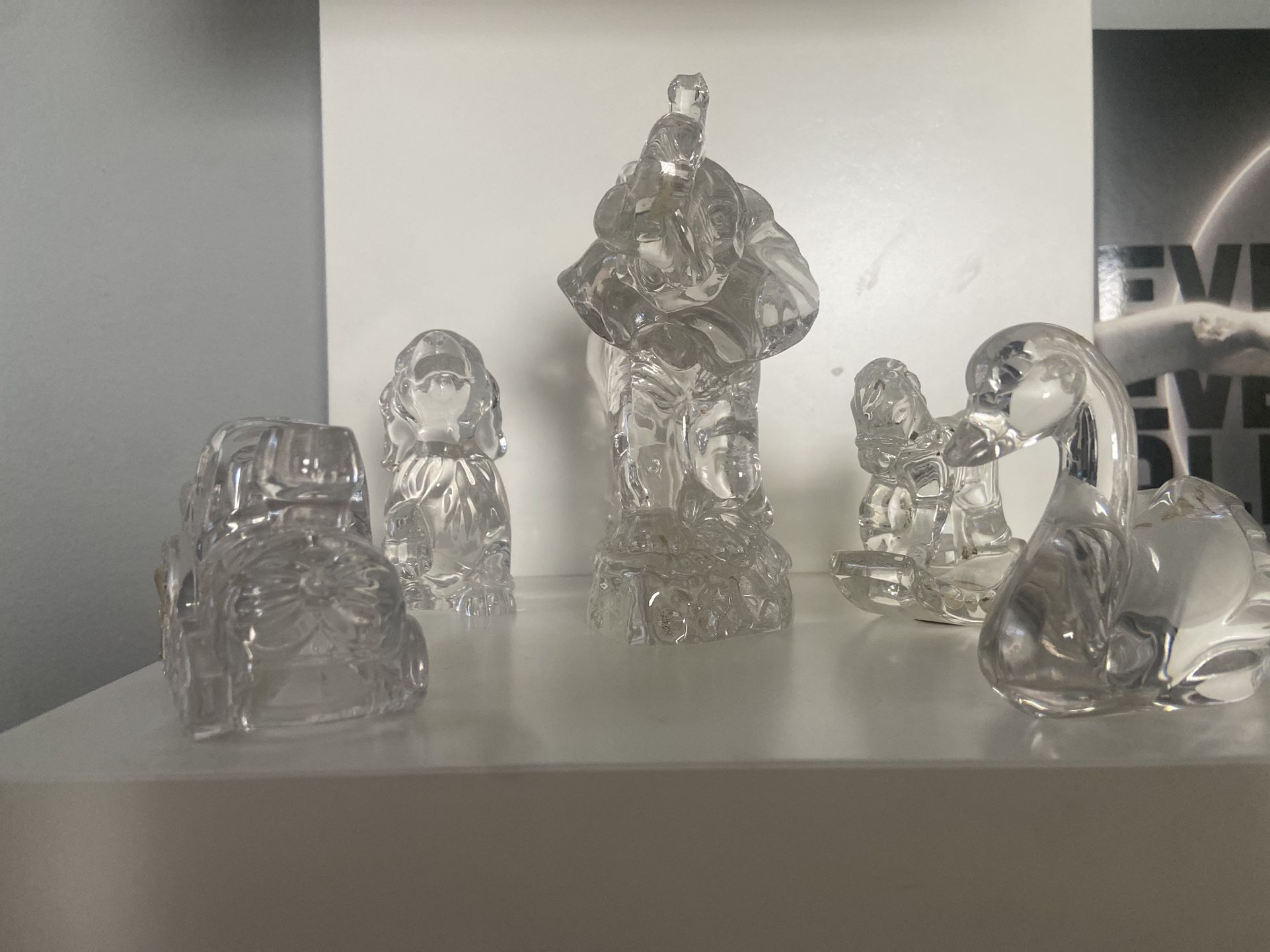 Crystal Decorations Set - Elegant, Dog, Horse, Swan, And Train