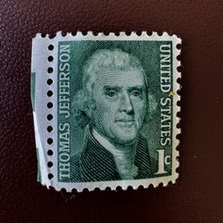 Thomas Jefferson 1 cent Antique Postage Stamp- Green Rare Vintage