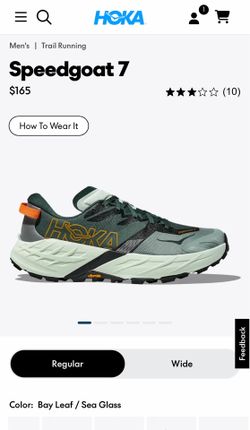 HOKA ONE ONE Speedgoat 7 Men Size 10.5 D Bay Leaf Sea Grass Trail Running Shoes