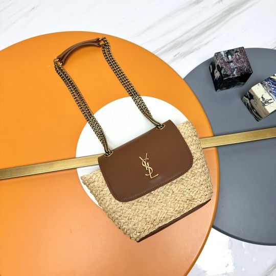 Mini basket handbag with cowhide flip cover