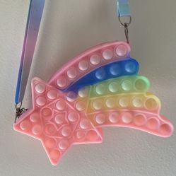 Pop It Fidget Toy Purse Shooting Star Silicon Design - Stress Reliever Push Bubbles - Used in good condition 