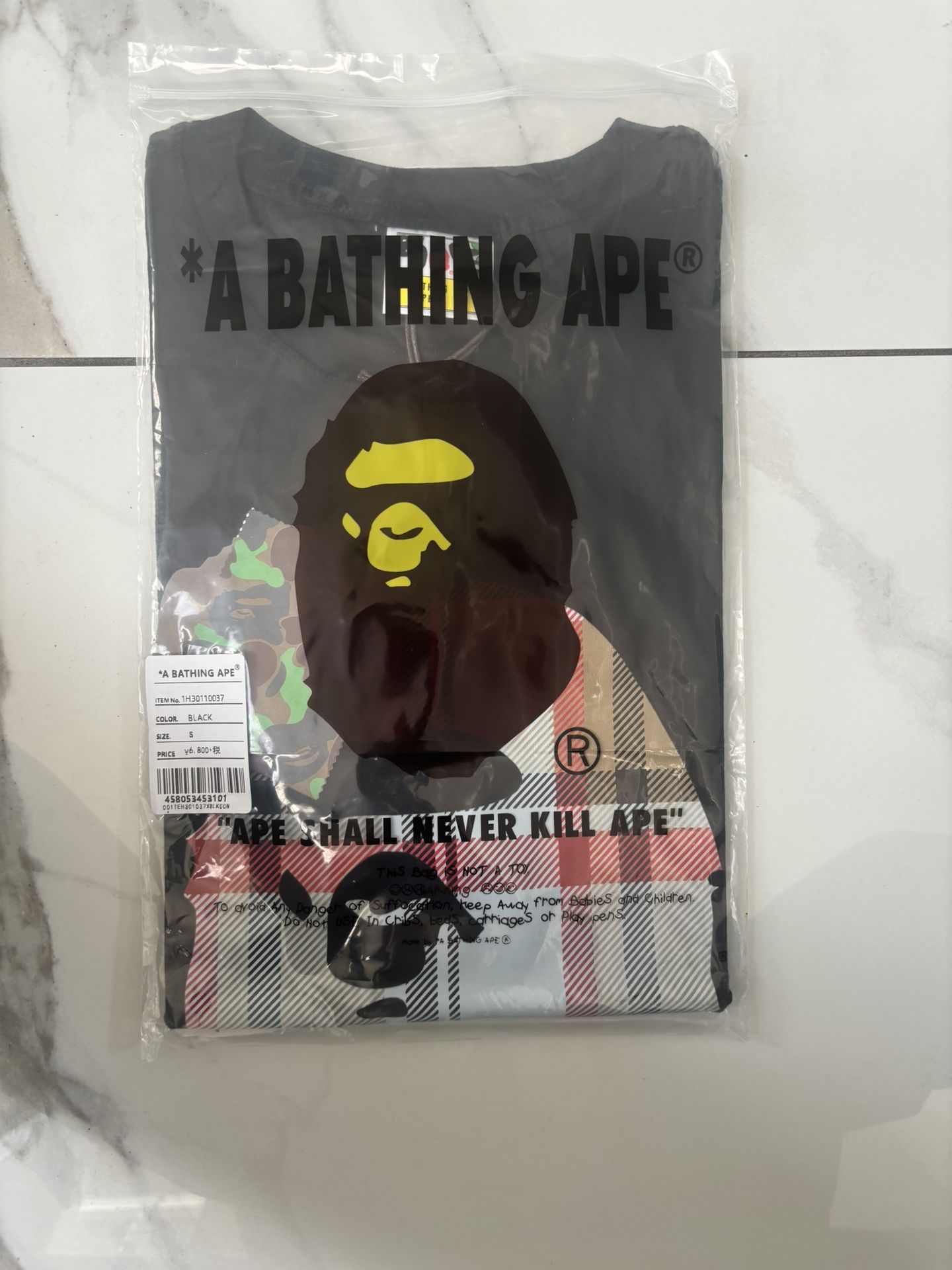 Black Burberry X Bape Collab Shirt Sizes S/M