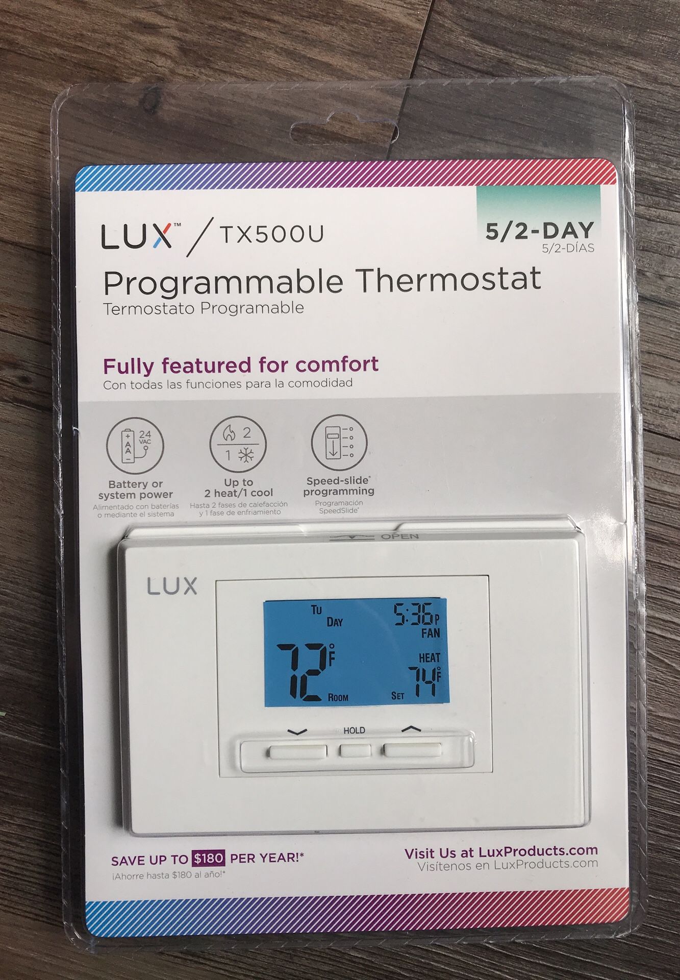 LUX TX500U programmable thermostat