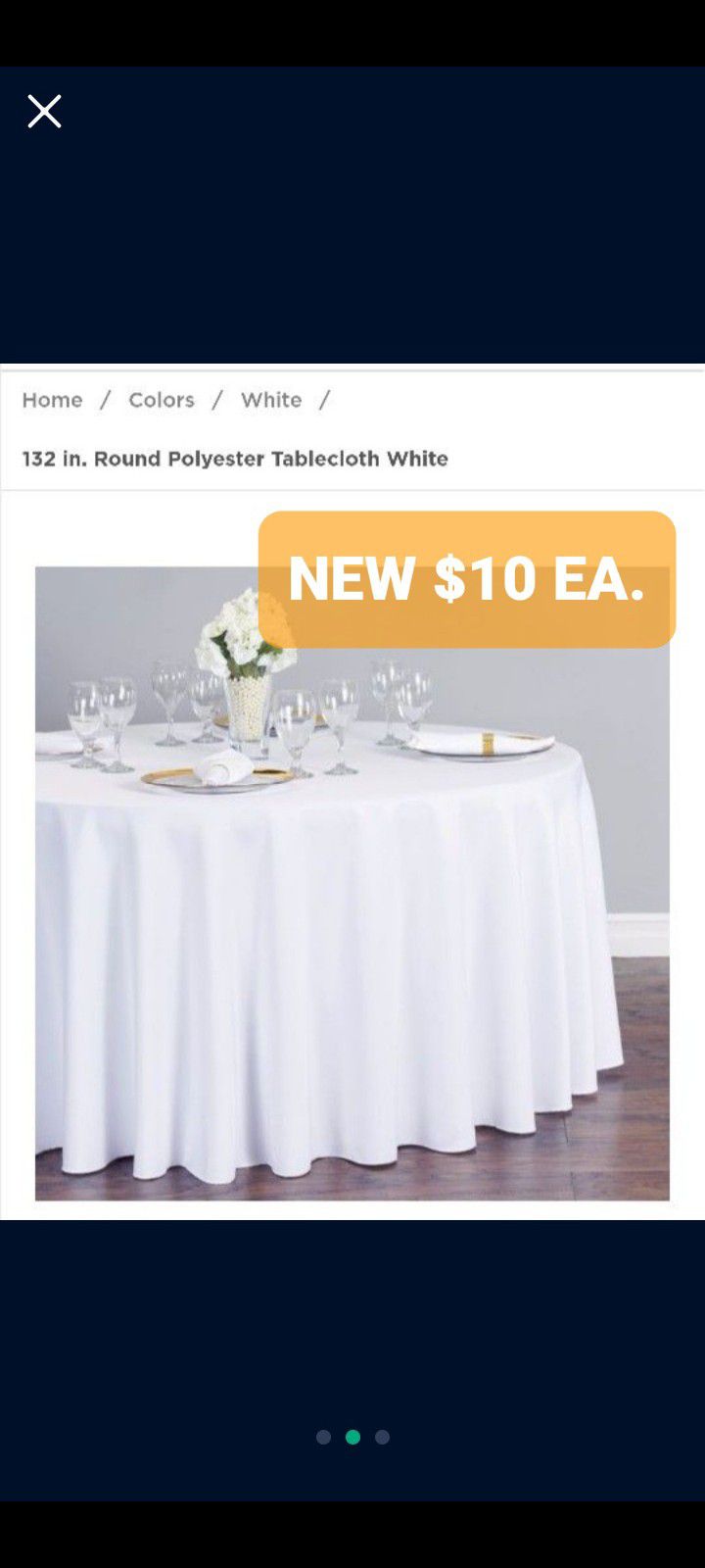 New!! White Elegant Round Tablecloths 
