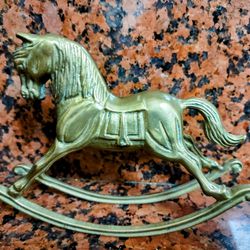 Vintage Brass Rocking Horse  Sculpture Figurine Statue Display.