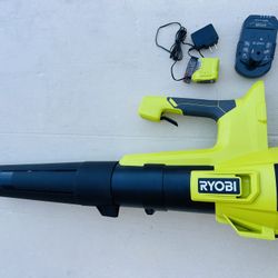 RYOBI ONE+ 18V 100 MPH 350 CFM Cordless Battery Variable Speed Jet Fan Leaf Blower with Battery and Charger