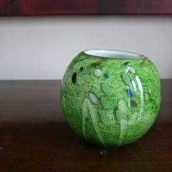 Green Art Vase with Milefiori decoration