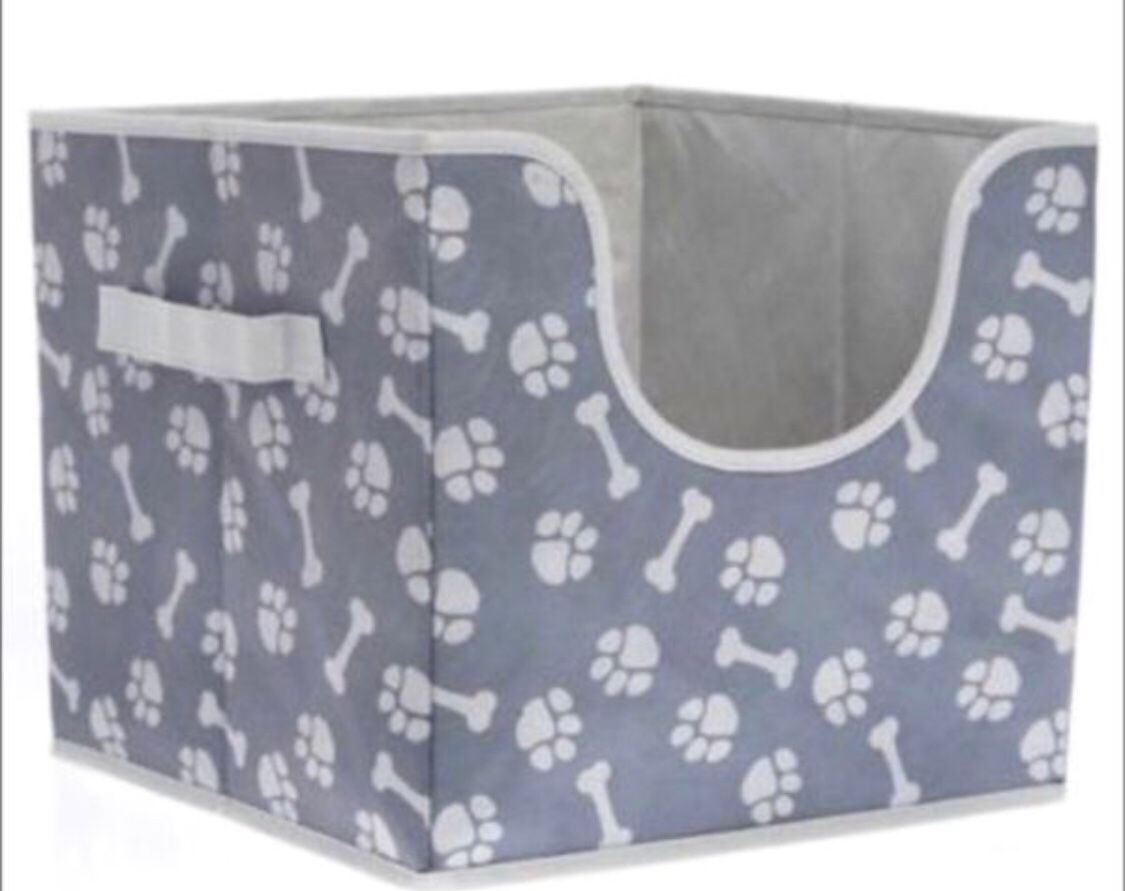 Dog foldable toy bin and food canister