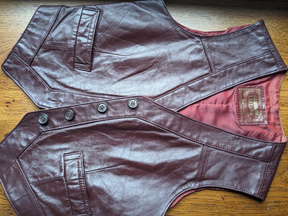 Vintage Genuine Leather Vest Made In Korea