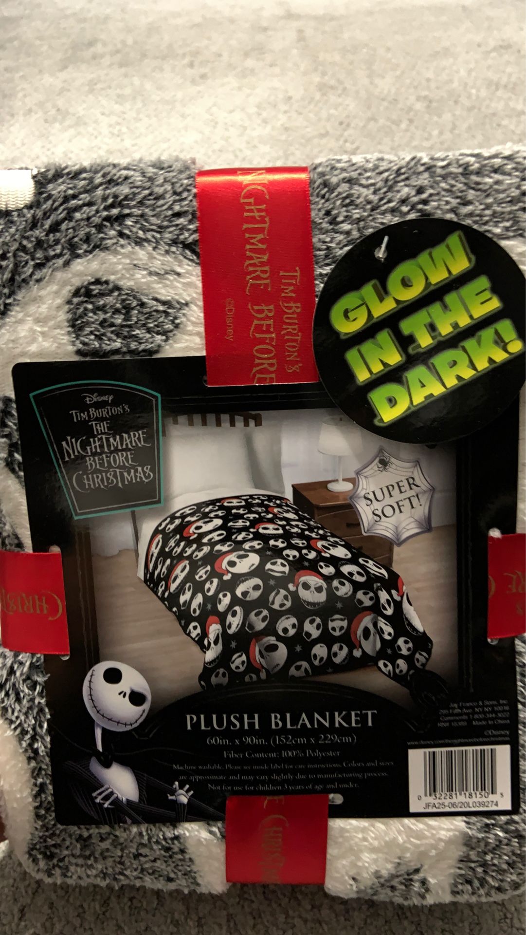 Nightmare before Christmas glow in the dark blanket