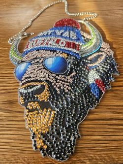 Buffalo Bills Rhinestone Bison Ornament with Chain