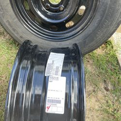 17 inch rims with (1) mounted used tire for Dodge Ram . Rims have never been put on truck. I bought rims and went to tire store and had a used tire mo