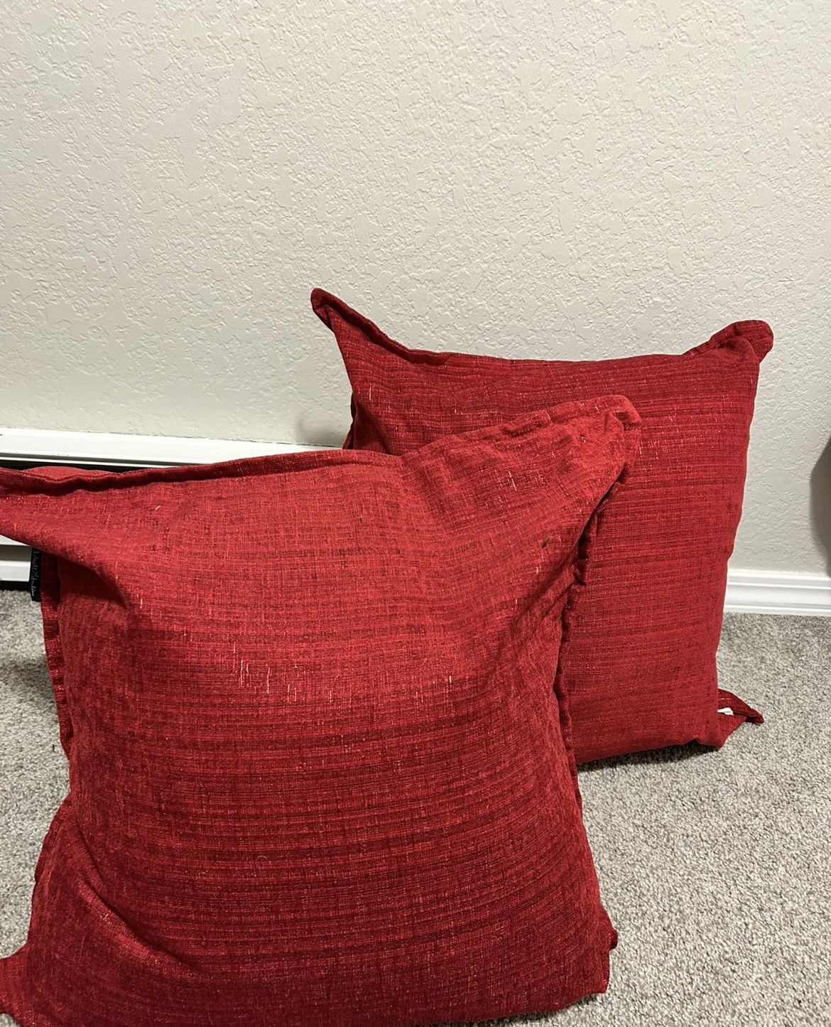 Red Throw Pillows Feather Fill - Set Of 2