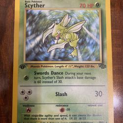 Pokemon Scyther Jungle 10/64 1st Edition Holo Rare HP/Damaged