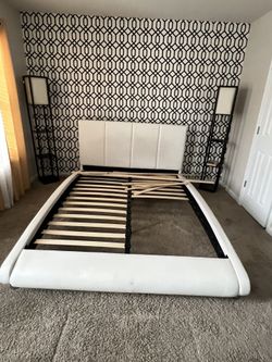 White Sleigh Bed Queen $75